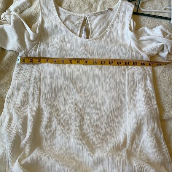 SOFT SURROUNDINGS White Destin Gauze Cold Shoulder Pockets MIDI Dress.Size XS - Picture 14 of 14